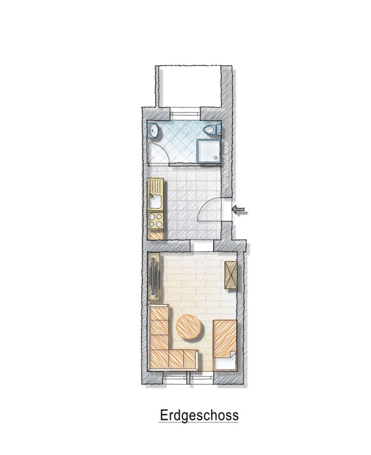 ***Kernsanierte Single-Wohnung mit Luxus-Bad - Grundriss KS21 EG