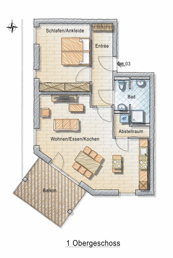 KfW-40: traumhafte Wohnung mit Süd-West-Balkon - 1. Obergeschoss links