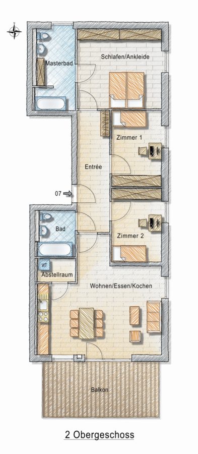 KfW-40: eine besondere 4,5-Zimmer-Wohnung freut sich auf den Baubeginn - 2. Obergeschoss rechts